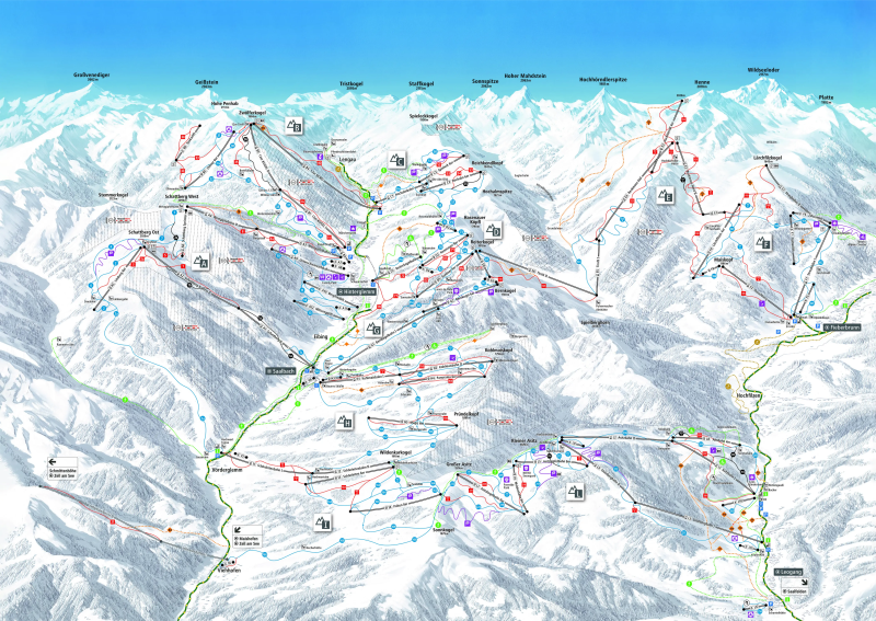Pistekaart Fieberbrunn 2025-2026