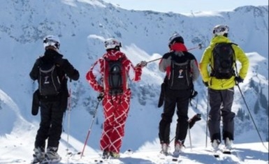 Groep tijdens de wintersport met Fun Connection bij Fieberbrunn